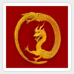 Golden Dragon Circle Sticker